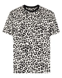 weißes T-Shirt mit einem Rundhalsausschnitt mit Leopardenmuster von Kenzo