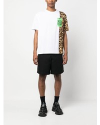 weißes T-Shirt mit einem Rundhalsausschnitt mit Leopardenmuster von Just Cavalli