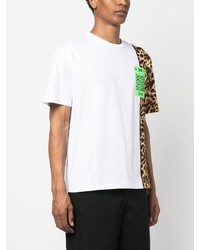 weißes T-Shirt mit einem Rundhalsausschnitt mit Leopardenmuster von Just Cavalli