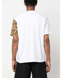 weißes T-Shirt mit einem Rundhalsausschnitt mit Leopardenmuster von Just Cavalli