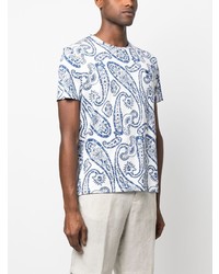 weißes T-Shirt mit einem Rundhalsausschnitt mit Paisley-Muster von Etro