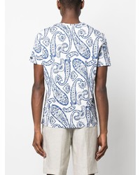 weißes T-Shirt mit einem Rundhalsausschnitt mit Paisley-Muster von Etro