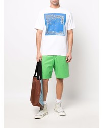 weißes T-Shirt mit einem Rundhalsausschnitt mit Paisley-Muster von Kenzo