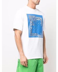 weißes T-Shirt mit einem Rundhalsausschnitt mit Paisley-Muster von Kenzo