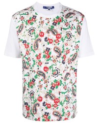weißes T-Shirt mit einem Rundhalsausschnitt mit Paisley-Muster von Comme des Garcons