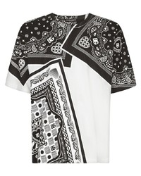 weißes T-Shirt mit einem Rundhalsausschnitt mit Paisley-Muster von Dolce & Gabbana