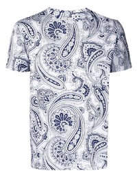 weißes T-Shirt mit einem Rundhalsausschnitt mit Paisley-Muster von Etro