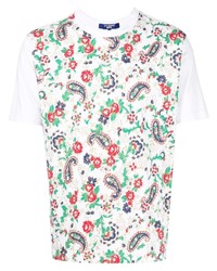 weißes T-Shirt mit einem Rundhalsausschnitt mit Paisley-Muster von Junya Watanabe MAN