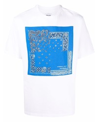 weißes T-Shirt mit einem Rundhalsausschnitt mit Paisley-Muster von Kenzo