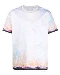weißes T-Shirt mit einem Rundhalsausschnitt mit Paisley-Muster von Koché