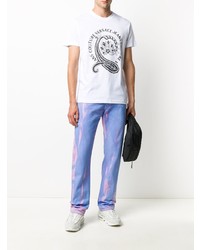 weißes T-Shirt mit einem Rundhalsausschnitt mit Paisley-Muster von VERSACE JEANS COUTURE