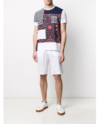 weißes T-Shirt mit einem Rundhalsausschnitt mit Paisley-Muster von Etro