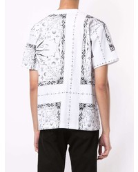 weißes T-Shirt mit einem Rundhalsausschnitt mit Paisley-Muster von Sacai