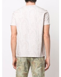 weißes T-Shirt mit einem Rundhalsausschnitt mit Paisley-Muster von Etro