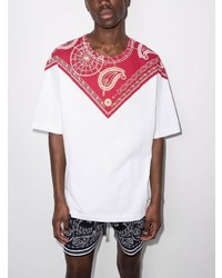 weißes T-Shirt mit einem Rundhalsausschnitt mit Paisley-Muster von Marcelo Burlon County of Milan