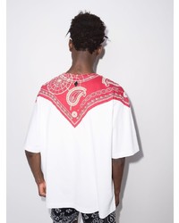 weißes T-Shirt mit einem Rundhalsausschnitt mit Paisley-Muster von Marcelo Burlon County of Milan