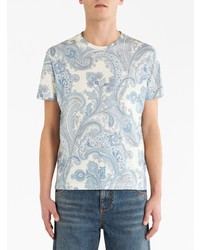 weißes T-Shirt mit einem Rundhalsausschnitt mit Paisley-Muster von Etro