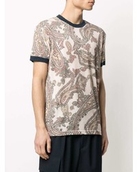 weißes T-Shirt mit einem Rundhalsausschnitt mit Paisley-Muster von Viktor & Rolf