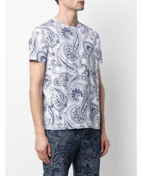 weißes T-Shirt mit einem Rundhalsausschnitt mit Paisley-Muster von Etro