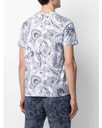 weißes T-Shirt mit einem Rundhalsausschnitt mit Paisley-Muster von Etro