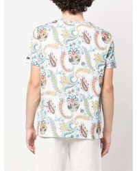 weißes T-Shirt mit einem Rundhalsausschnitt mit Paisley-Muster von Etro