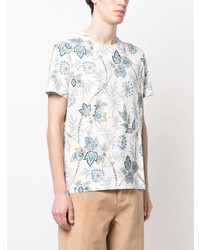 weißes T-Shirt mit einem Rundhalsausschnitt mit Paisley-Muster von Etro