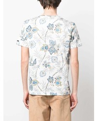 weißes T-Shirt mit einem Rundhalsausschnitt mit Paisley-Muster von Etro