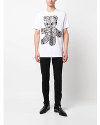 weißes T-Shirt mit einem Rundhalsausschnitt mit Paisley-Muster von Philipp Plein