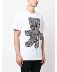 weißes T-Shirt mit einem Rundhalsausschnitt mit Paisley-Muster von Philipp Plein