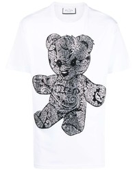 weißes T-Shirt mit einem Rundhalsausschnitt mit Paisley-Muster von Philipp Plein