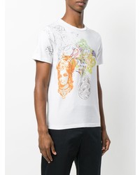 weißes T-Shirt mit einem Rundhalsausschnitt mit Paisley-Muster von Etro