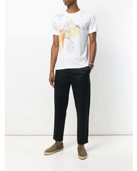 weißes T-Shirt mit einem Rundhalsausschnitt mit Paisley-Muster von Etro