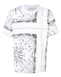 weißes T-Shirt mit einem Rundhalsausschnitt mit Paisley-Muster von Sacai