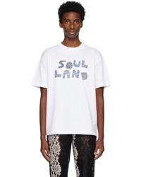 weißes T-Shirt mit einem Rundhalsausschnitt mit Paisley-Muster von Soulland