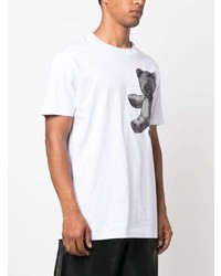 weißes T-Shirt mit einem Rundhalsausschnitt mit Paisley-Muster von Philipp Plein