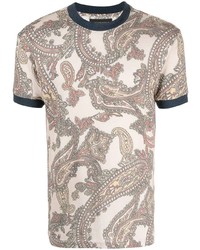 weißes T-Shirt mit einem Rundhalsausschnitt mit Paisley-Muster von Viktor & Rolf