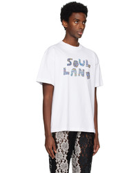 weißes T-Shirt mit einem Rundhalsausschnitt mit Paisley-Muster von Soulland