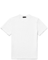 weißes T-Shirt mit einem Rundhalsausschnitt mit Reliefmuster von Calvin Klein Collection