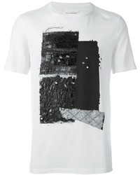 weißes T-Shirt mit einem Rundhalsausschnitt mit Reliefmuster von Maison Margiela