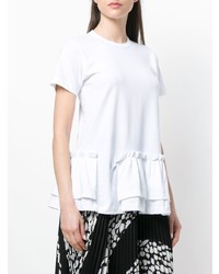 weißes T-Shirt mit einem Rundhalsausschnitt mit Rüschen von Comme Des Garcons Comme Des Garcons