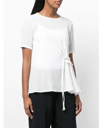 weißes T-Shirt mit einem Rundhalsausschnitt mit Rüschen von Fabiana Filippi