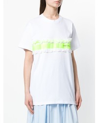 weißes T-Shirt mit einem Rundhalsausschnitt mit Rüschen von Brognano