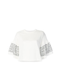 weißes T-Shirt mit einem Rundhalsausschnitt mit Rüschen von See by Chloe