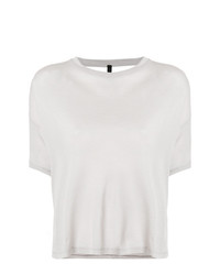 weißes T-Shirt mit einem Rundhalsausschnitt mit Rüschen von Unravel Project