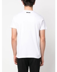 weißes T-Shirt mit einem Rundhalsausschnitt mit Schlangenmuster von John Richmond