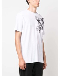 weißes T-Shirt mit einem Rundhalsausschnitt mit Schlangenmuster von Philipp Plein