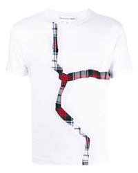 weißes T-Shirt mit einem Rundhalsausschnitt mit Schottenmuster von Comme Des Garcons SHIRT
