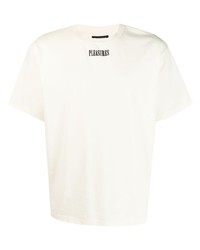 weißes T-Shirt mit einem Rundhalsausschnitt mit Schottenmuster von Pleasures