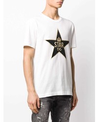 weißes T-Shirt mit einem Rundhalsausschnitt mit Sternenmuster von Dolce & Gabbana