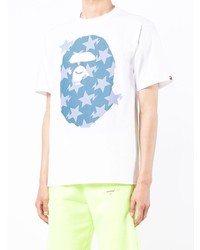 weißes T-Shirt mit einem Rundhalsausschnitt mit Sternenmuster von A Bathing Ape